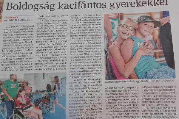 Kacifántos gyermektábor az Első Győri LC alapítványának támogatásával 